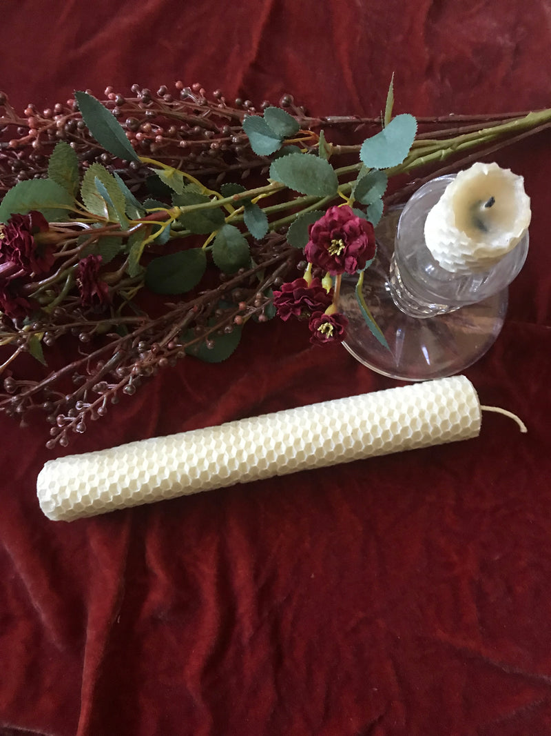 Hand-Rolled Honeycomb Bees Wax Taper Candle